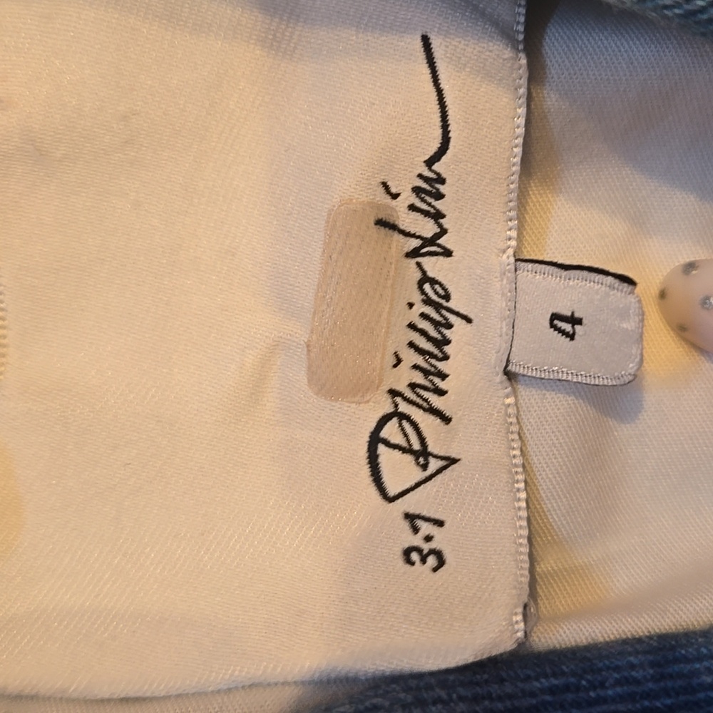 3.1 Phillip Lim Stylish Blue/Green Tie-Dye Denim Jean Jacket - Picture 5 of 11